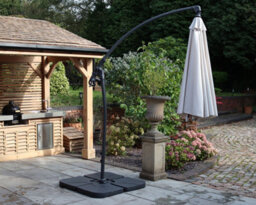 Royalcraft Ivory 3M Deluxe Pedal Operated Rotational Cantilever Powder Coated Parasol With Cross Stand - thumbnail 4