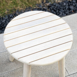 Abrihome Small Round Acacia Wood Side Table, 45X45X45Cm, Sturdy & Space-Saving, Ideal For Living Room, Bedroom & Balcony - thumbnail 2