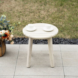 Abrihome Small Round Acacia Wood Side Table, 45X45X45Cm, Sturdy & Space-Saving, Ideal For Living Room, Bedroom & Balcony - thumbnail 9