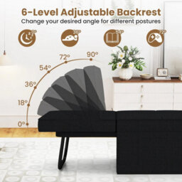 4-In-1 Convertible Sofa Bed Folding Ottoman Sleeper Couch Lounger-Black - thumbnail 6