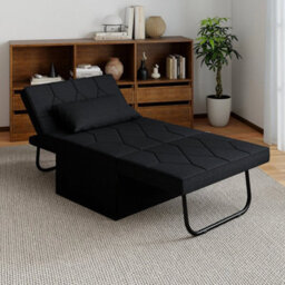 4-In-1 Convertible Sofa Bed Folding Ottoman Sleeper Couch Lounger-Black - thumbnail 4