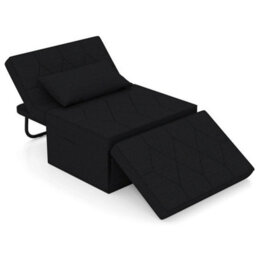 4-In-1 Convertible Sofa Bed Folding Ottoman Sleeper Couch Lounger-Black - thumbnail 1