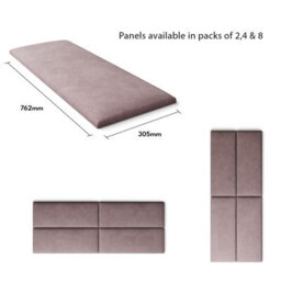 Aspire Easymount Wall Mounted Upholstered Panels, Modular Diy Headboard In Plush Velvet Fabric, Blush (Pack Of 8) - thumbnail 5