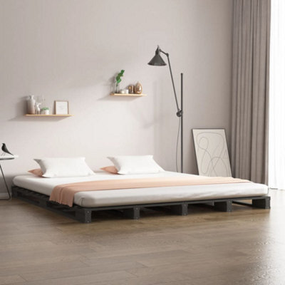 Berkfield Pallet Bed Grey 120X190 Cm Small Double Wood Pine - image 1