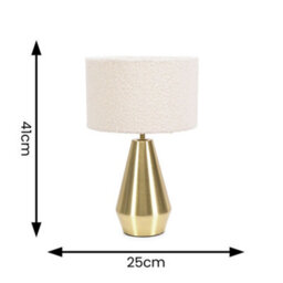 Valuelights Jax Gold Metal Touch Dimmer Table Lamp With Cream Boucle Shade - Led Bulb Included - thumbnail 6