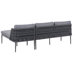 Beliani Garden Corner Sofa With Table 3 Seater Leffe Left Hand Metal Grey - thumbnail 6