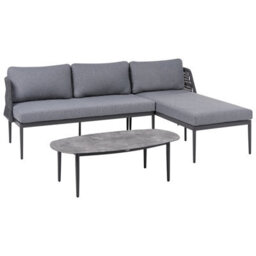 Beliani Garden Corner Sofa With Table 3 Seater Leffe Left Hand Metal Grey - thumbnail 4