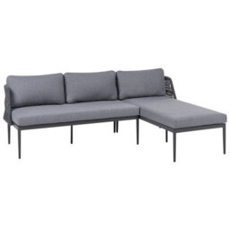 Beliani Garden Corner Sofa With Table 3 Seater Leffe Left Hand Metal Grey - thumbnail 5