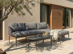 Beliani Garden Corner Sofa With Table 3 Seater Leffe Left Hand Metal Grey - thumbnail 2