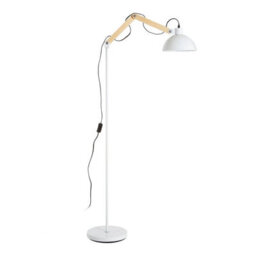 Orsina Sleek White Wood And Metal Floor Lamp, Sturdy Design Bedroom Floor Lamp, Highly Manoeuuvrable Modern Lamp