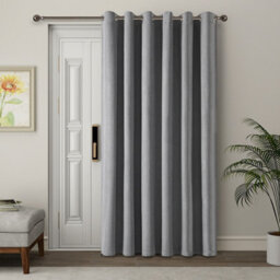 Ameha Linen 100%blackout Curtain 135Gsm Charcoal Heavy Thermal Eyelet Noise Reducing Drape Single Panel Door Curtain 66'x84' For Bedroom