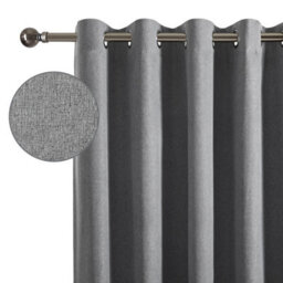 Ameha Linen 100%blackout Curtain 135Gsm Charcoal Heavy Thermal Eyelet Noise Reducing Drape Single Panel Door Curtain 66'x84' For Bedroom - thumbnail 8