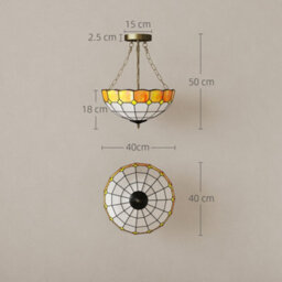 Homcom Tiffany Style Ceiling Light, Vintage Chandelier With 3 E27 Sockets - thumbnail 3