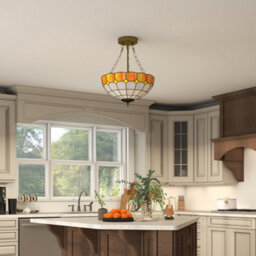 Homcom Tiffany Style Ceiling Light, Vintage Chandelier With 3 E27 Sockets - thumbnail 7