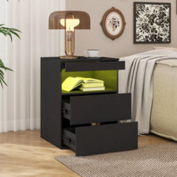 Led Bedside Table 3 Drawers Cabinet Charging And Storage Nightstand Side Table - thumbnail 3