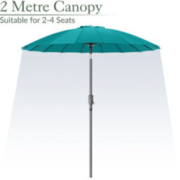 Christow Shanghai Garden Parasol With Crank Turquoise - 2.0M - thumbnail 3
