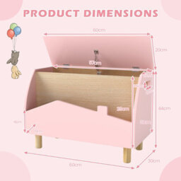 Gainoom Wooden Pink Toy Box Kids Toy Storage Box Kid Toy Storage Chest Bookcase W/ Safety Hinge - thumbnail 2