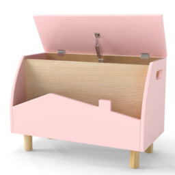 Gainoom Wooden Pink Toy Box Kids Toy Storage Box Kid Toy Storage Chest Bookcase W/ Safety Hinge - thumbnail 9