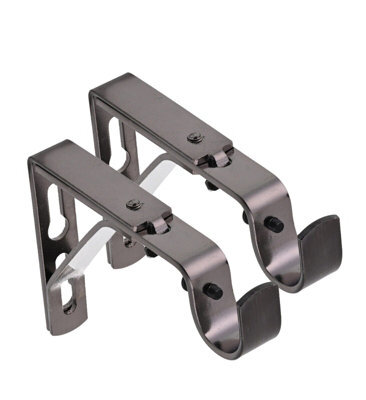 Lister Cartwright 19mm Curtain Pole Ends Brackets With Adjustable Screws Metal Finish (Pack Of 2)