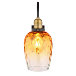 Luminosa Lighting Luminosa Salvy Dome Wall Lamp Matt Black Amber Glass Shade 1X E27 - thumbnail 3