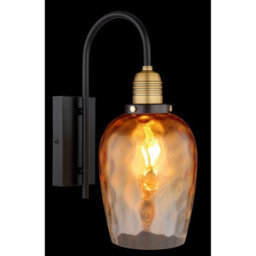 Luminosa Lighting Luminosa Salvy Dome Wall Lamp Matt Black Amber Glass Shade 1X E27 - thumbnail 4