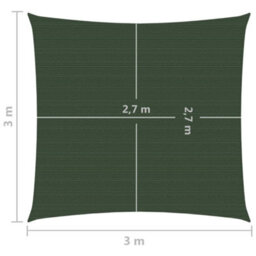 Berkfield Sunshade Sail 160 G/m2 Dark Green 3X3 M Hdpe - thumbnail 6