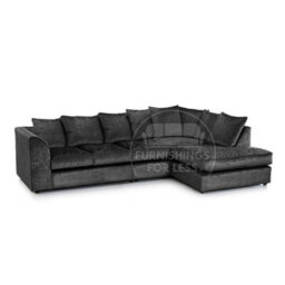 Furnishings For Less UK Crystal Crushed Velvet Fabric 5 Seater L Shaped Corner Sofa  Black Right Hand Facing - Scatter Back - thumbnail 1