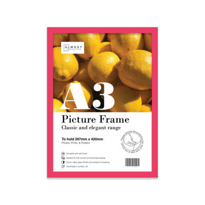 A3 Bright Pink Picture Frame Fits A3 (29.7 X 42Cm - 11.7 X 16.5In) Poster, Photo, Artwork, Or Print. - image 1