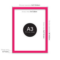 A3 Bright Pink Picture Frame Fits A3 (29.7 X 42Cm - 11.7 X 16.5In) Poster, Photo, Artwork, Or Print. - thumbnail 2