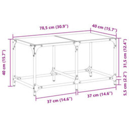Berkfield Coffee Table With Black Glass Top 78.5X40X40 Cm Steel - thumbnail 9