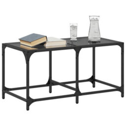 Berkfield Coffee Table With Black Glass Top 78.5X40X40 Cm Steel - thumbnail 3