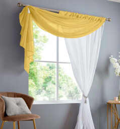 Luxury Living Double Layer Voile Slot Top Curtain Panel Ochre/white - thumbnail 2