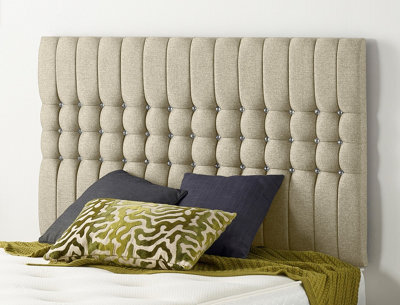 Somnior Beds Somnior  6Ft Galaxy Super King 32 Inches Wheat Linen Headboard With Wooden Struts