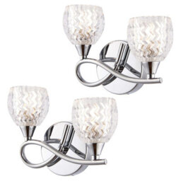 Reagan Decorative Wall Light - Dimmable Indoor Home Lights - Internal With Patterned Glass - Led Sconce 33 W Twin Lamp - Ip 20