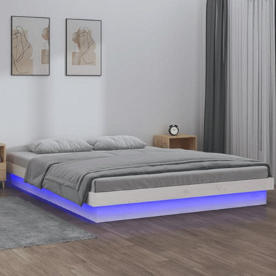 Vidaxl Led Bed Frame Without Mattress White Small Double Solid Wood Bed Frames - image 1