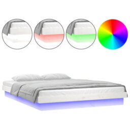 Vidaxl Led Bed Frame Without Mattress White Small Double Solid Wood Bed Frames - thumbnail 2