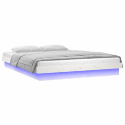 Vidaxl Led Bed Frame Without Mattress White Small Double Solid Wood Bed Frames - thumbnail 5