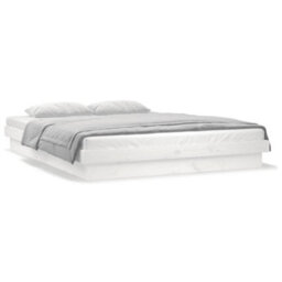 Vidaxl Led Bed Frame Without Mattress White Small Double Solid Wood Bed Frames - thumbnail 4