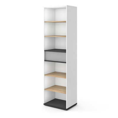 Arte Elegant Imola Bookcase With Shelves And Drawer In White Matt - Spacious And Modern (H)1980mm (W)550mm (D)400mm