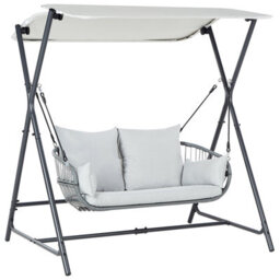 Beliani Patio Swing Fiastra Metal Light Grey - thumbnail 1