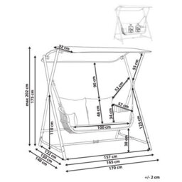 Beliani Patio Swing Fiastra Metal Light Grey - thumbnail 3