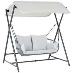 Beliani Patio Swing Fiastra Metal Light Grey - thumbnail 4