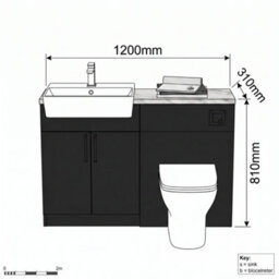Bathroom City Oliver Matt Black 1200mm Fitted Bathroom Vanity Basin Wc Unit Black Handles - thumbnail 4