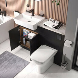 Bathroom City Oliver Matt Black 1200mm Fitted Bathroom Vanity Basin Wc Unit Black Handles - thumbnail 2