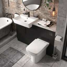 Bathroom City Oliver Matt Black 1200mm Fitted Bathroom Vanity Basin Wc Unit Black Handles - thumbnail 3
