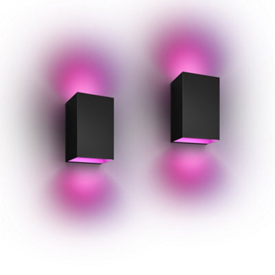 Philips Hue White And Colour Ambiance Resonate Outdoor Wall Light Black 2 Pack - image 1