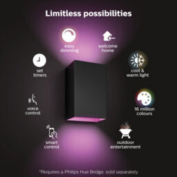 Philips Hue White And Colour Ambiance Resonate Outdoor Wall Light Black 2 Pack - thumbnail 8