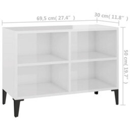 Berkfield Tv Cabinet With Metal Legs High Gloss White 69.5X30X50 Cm - thumbnail 6