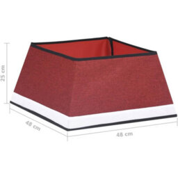 Red & Black Plaid Christmas Tree Skirt, Square Base, Durable Folding Holiday Cover - thumbnail 7