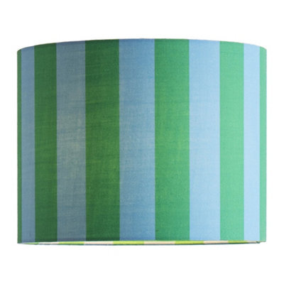 Valuelights Callie Colour Clash Blue And Green Stripe Small Fabric Drum Lamp Shade (D)26Cm - image 1
